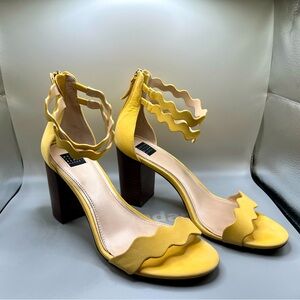 White House Black Market Pale Yellow Block Heel Sandal